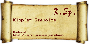 Klopfer Szabolcs névjegykártya