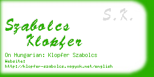 szabolcs klopfer business card